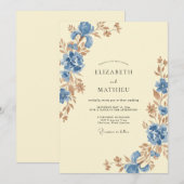 ヤグルマギクの野生の花の結婚式 招待状 (正面/裏面)