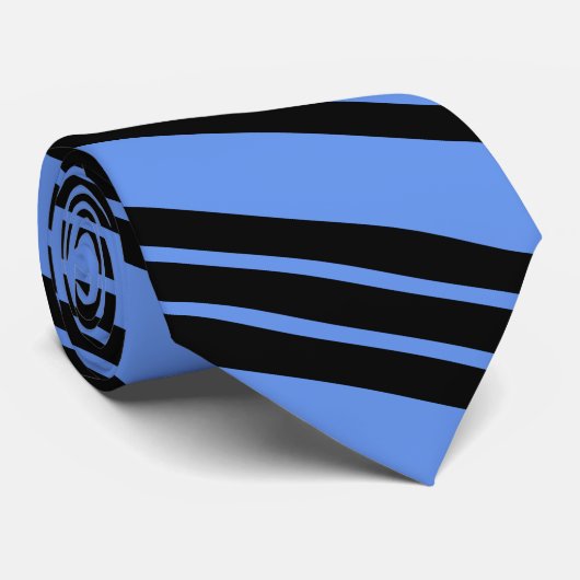 ヤグルマギクの青および黒い斜めのストライプのなタイ ネクタイ (ロール)