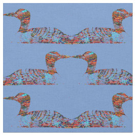 ヤグルマギクの青のファンキーな着色された水潜り鳥 ファブリック