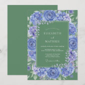 ヤグルマギクブルーの壮麗な植物の結婚式 招待状 (正面/裏面)