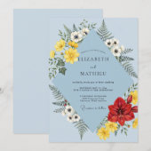 ヤグルマギク ポピー シダの結婚式 招待状 (正面/裏面)