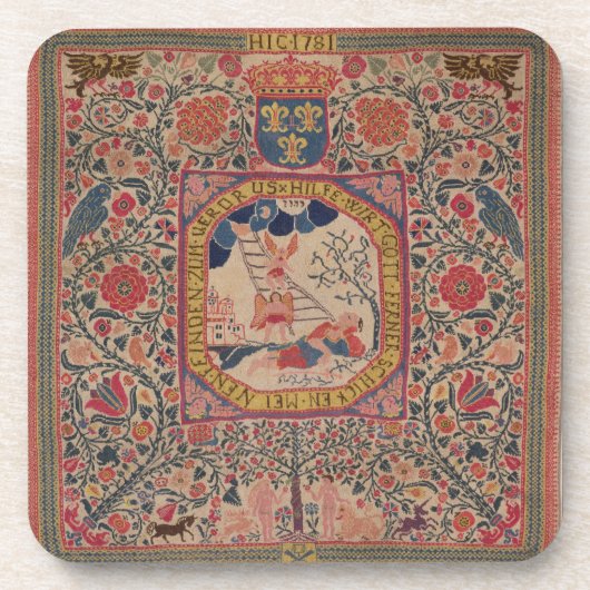 ヤコブの夢、アルザスを描写するHandknittedカーペット コースター (正面)