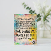 ヤコブの手紙1:25聖書の名言メモリーカード - ポストカード (スタンド正面)