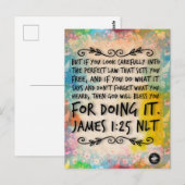 ヤコブの手紙1:25聖書の名言メモリーカード - ポストカード (正面/裏面)