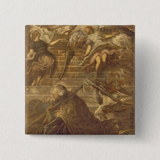 ヤコブの梯子(キャンバスの油) 缶バッジ (正面)