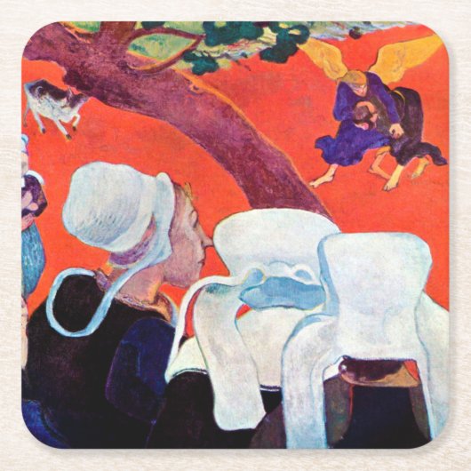ヤコブレスリングと天使ゴーギャン スクエアペーパーコースター (正面)