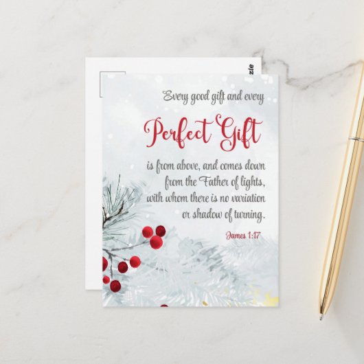 ヤコブ1:17すべての良い贈り物クリスマス冬の聖書 ポストカード (正面/裏面インサイチュ)