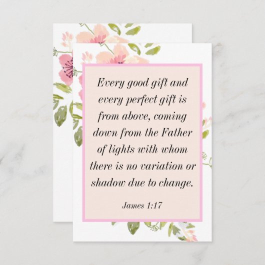 ヤコブ1:17聖書の聖句のフローラカードについて 招待状 (正面/裏面)