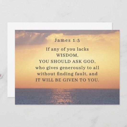 ヤコブ1:5あなたもしの誰もが知恵の聖書のカードを欠いている (正面/裏面)