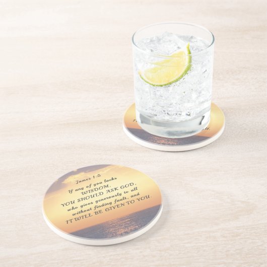 ヤコブ1:5あなたもしの誰もが知恵の聖書の聖句を欠いている コースター (側面)