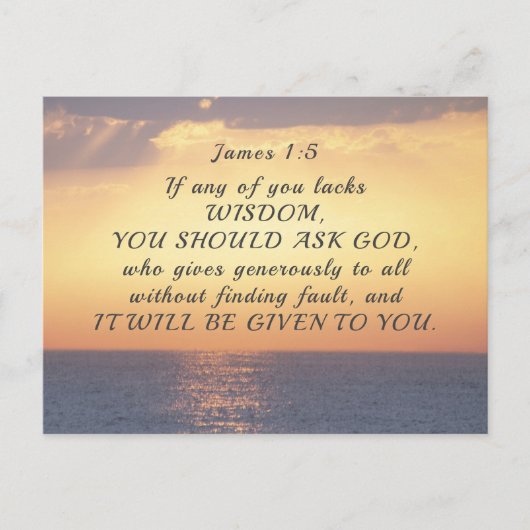 ヤコブ1:5あなたもしの誰もが知恵の聖書の聖句を欠いている ポストカード (正面)