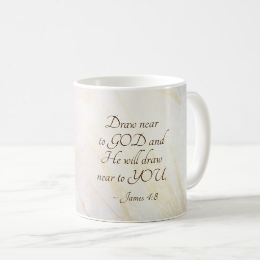 ヤコブ4:8神の聖書の聖句に近づく コーヒーマグカップ (正面右)