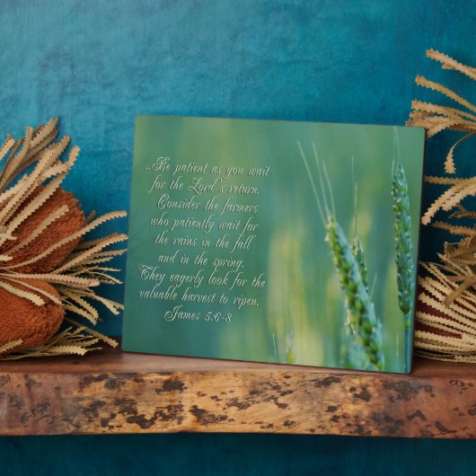 ヤコブ5:6-8忍耐感動的 フォトプラーク (側面)