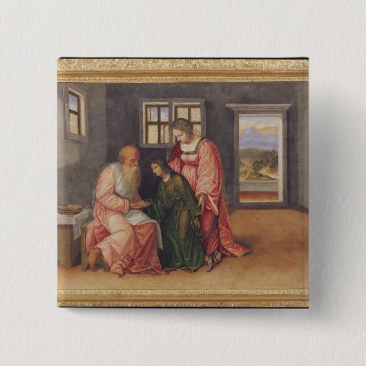 ヤコブ、c.1520を賛美しているアイザック 缶バッジ (正面)