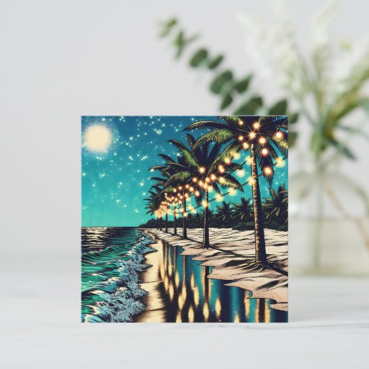 ヤシかわいらしの木と白い光が連なる海岸線 (スタンド正面)