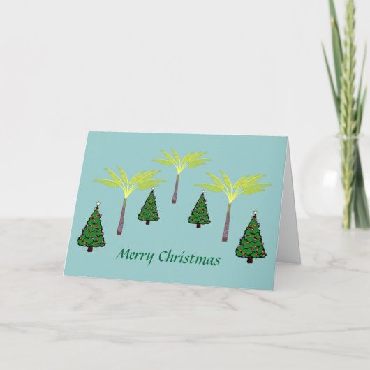 ヤシとクリスマスツリー シーズンカード (正面)