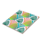 ヤシのと花葉を持つ幾何学模様 タイル (側面)