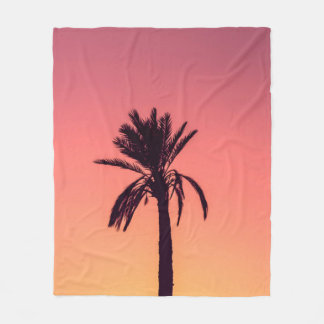 ヤシのシルエット写真 フリースブランケット