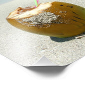 ヤシのビーチと熱帯ココナッツドリンク葉 フォトプリント            (角)