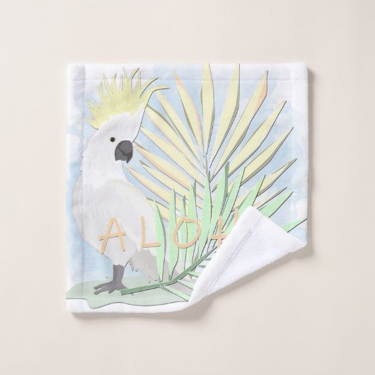 ヤシの実に白いオウム葉がいる。 ウォッシュタオル (ウォッシュタオル)