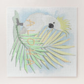 ヤシの実に白いオウム葉がいる。 ジグソーパズル (横)