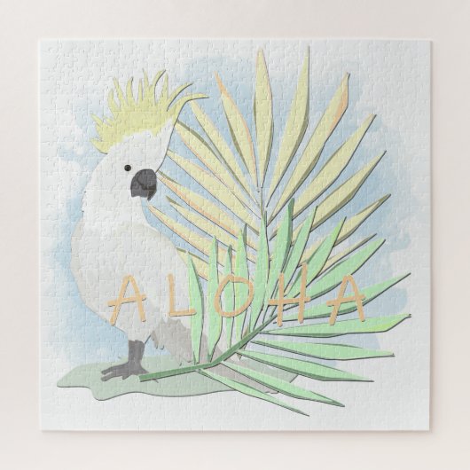 ヤシの実に白いオウム葉がいる。 ジグソーパズル (縦)