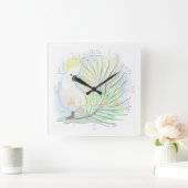 ヤシの実に白いオウム葉がいる。 スクエア壁時計 (ホーム)