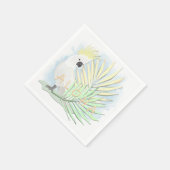 ヤシの実に白いオウム葉がいる。 スタンダードカクテルナプキン (角)