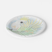 ヤシの実に白いオウム葉がいる。 ペーパープレート (アングル)