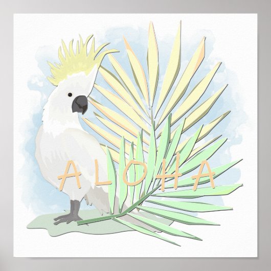 ヤシの実に白いオウム葉がいる。 ポスター (正面)