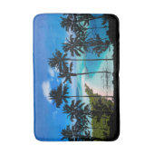 ヤシの木およびビーチ場面 バスマット (正面縦)