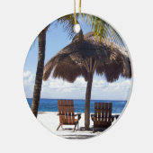 ヤシの木および椅子のメキシコのビーチ セラミックオーナメント (左)