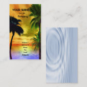 ヤシの木および熱帯日没 名刺 (正面/裏面)
