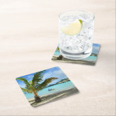 ヤシの木およびoverwaterリゾートのコースター スクエアペーパーコースター (インサイチュ)