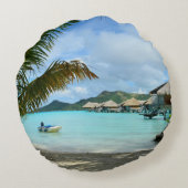 ヤシの木およびoverwaterリゾートの円形の枕 ラウンドクッション (裏面)
