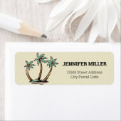 ヤシの木がある熱帯パラダイスラベル ラベル (インサイチュ)