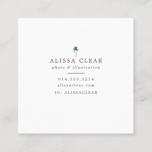 ヤシの木がボホシックな名刺で飾られる スクエア名刺 (裏面)