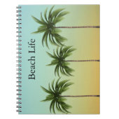 ヤシの木が一列に並ぶビーチ ノートブック (正面)