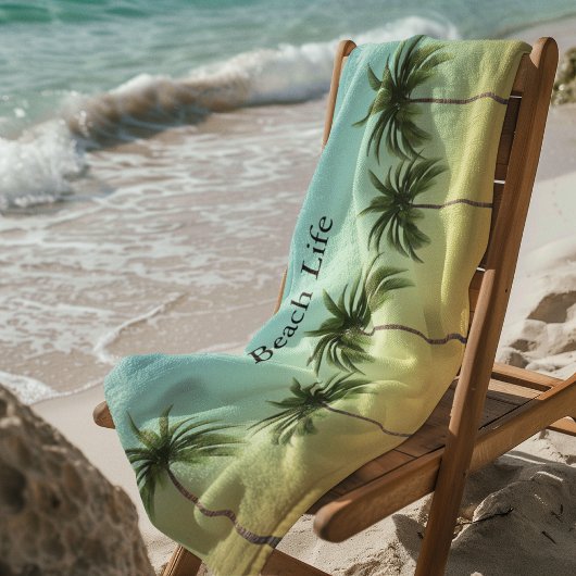 ヤシの木が一列に並ぶビーチ バスタオルセット