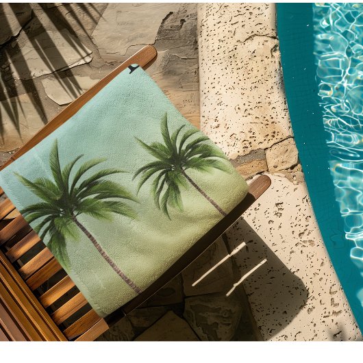 ヤシの木が一列に並ぶビーチ バスタオルセット