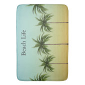 ヤシの木が一列に並ぶビーチ バスマット (正面縦)