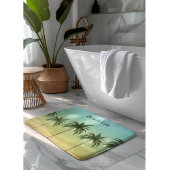ヤシの木が一列に並ぶビーチ バスマット