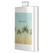 ヤシの木が一列に並ぶビーチ フラスク (左)