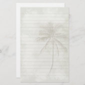 ヤシの木が並んだ文房具 – 砂色 便箋 (正面/裏面)