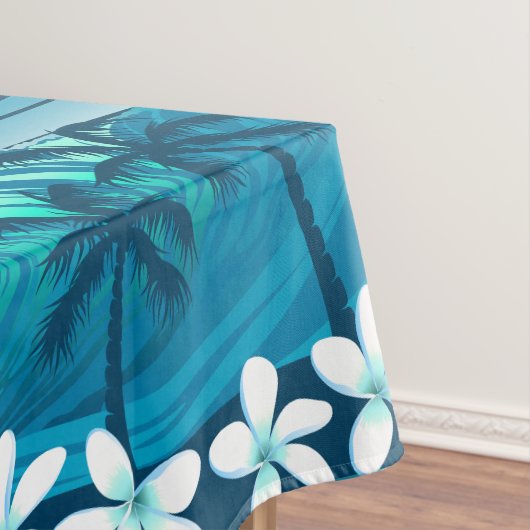 ヤシの木が咲く熱帯サーフ波 テーブルクロス (インサイチュ)
