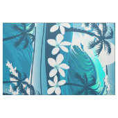 ヤシの木が咲く熱帯サーフ波 ファブリック (ファットクウォーター)