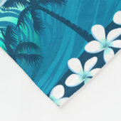 ヤシの木が咲く熱帯サーフ波 フリースブランケット (角)