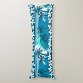 ヤシの木が咲く熱帯サーフ波 ボディピロー (正面縦)