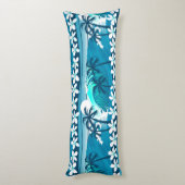 ヤシの木が咲く熱帯サーフ波 ボディピロー (裏面 (縦))