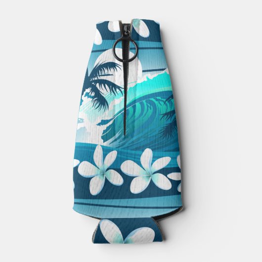 ヤシの木が咲く熱帯サーフ波 ボトルクーラー (裏面)